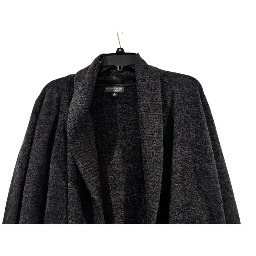 Barefoot Dreams Cozychic Lite Duster Women’s Sweater Black Open Front Pockets: S